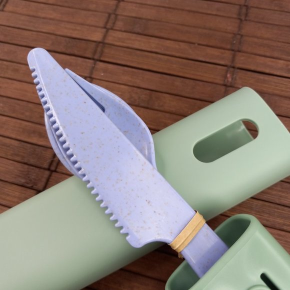 HIP Cutlery Set With Travel Carrying Case Eco Friendly Wheat Straw Knife Fork - Picture 7 of 7